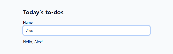 The greeting changes as you type a name